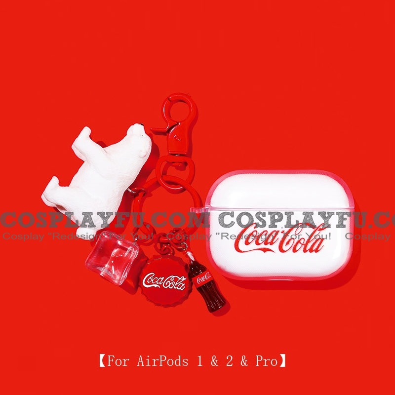 Cute Coca-Cola with Polar Ours | Airpod Case | Silicone Case for Apple AirPods 1, 2, Pro Cosplay (81413)